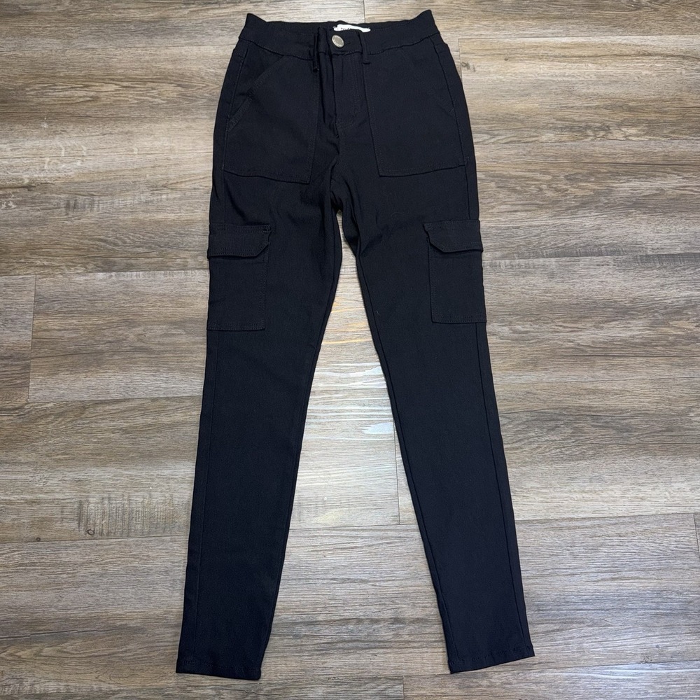 Telepatia Brand Black Slim-Fit Utility Cargo Pants Juniors 3/26 Straight-Leg